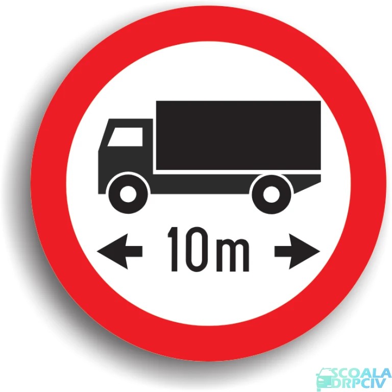 Accesul interzis autovehiculelor sau ansamblurilor de vehicule cu lungimea mai mare de ... m