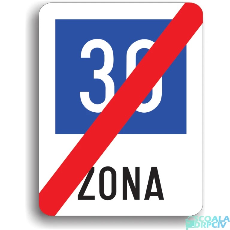 Sfarsitul zonei cu viteza recomandata 30 km/h